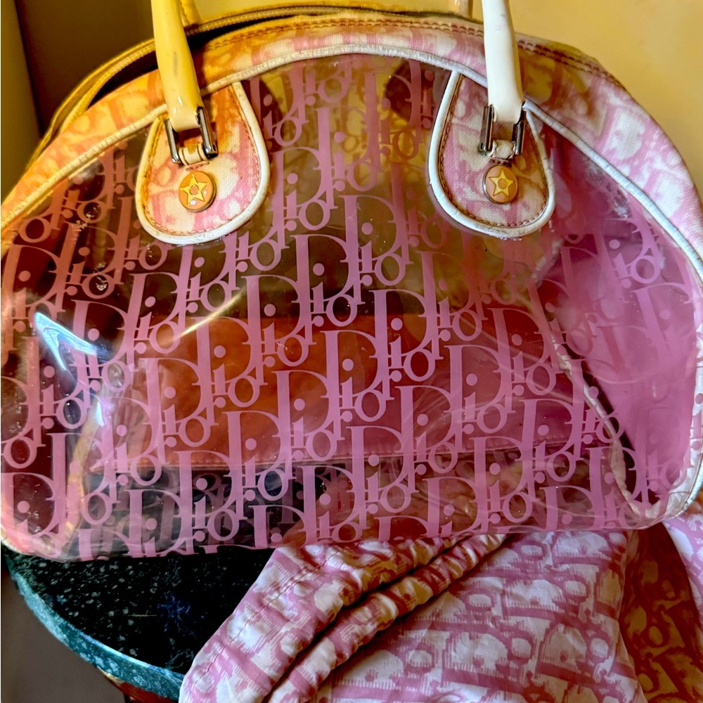 Christian Dior logo clear handbag.
